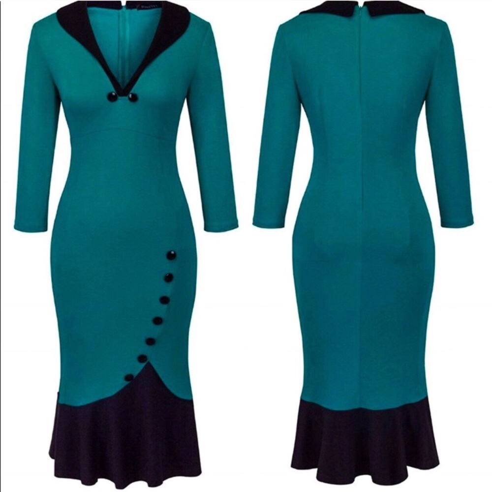 Sexy Fish Tail V Neck Dress - Picture 3 of 5